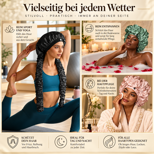 Satingewebe Schlafhaube mit Lockenband